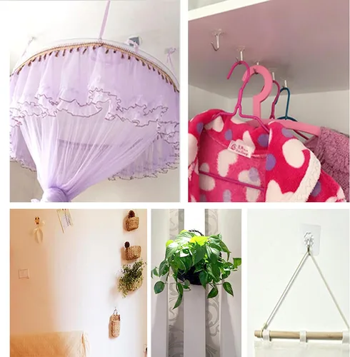 Miniatura 5 de Ganchos de pared adhesivos Perchas de pared adhesivas de alta resistencia de 13 libras Ganchos de cocina, sala, dormitorio estudiante dormitorio