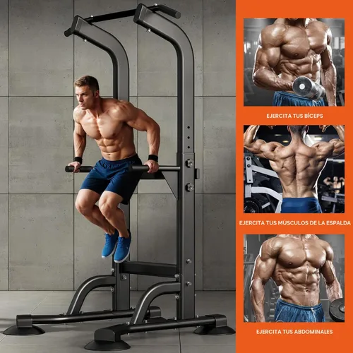 Miniatura 4 de SogesPower Power Tower Estación de Fondos Barra de Dominadas para Gimnasio en Casa con Altura Ajustable Equipo de Entrenamiento de Fuerza, Estación