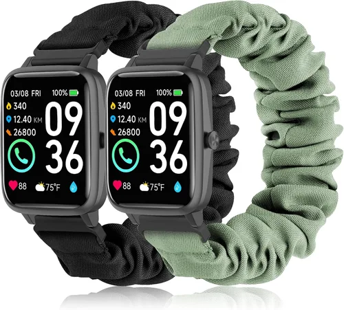 Miniatura 10 de Sunnyson Correas de 0.866 in para reloj inteligente Veryfit IDW13/IDW16/IDW19/IDW26/IDW28, paquete de 2 correas elásticas de tela elástica