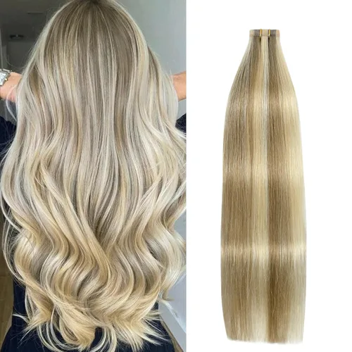 Miniatura 33 de Extensiones de cabello humano adhesivas, sedosas y lacias, 100% Remy, color marrón oscuro, para mujeres, 20 unidades por paquete