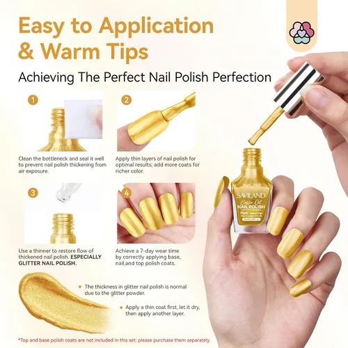 Miniatura 4 de SAVILAND Esmalte de uñas metálico dorado: esmalte de uñas espejo dorado de secado rápido, esmalte de uñas cromado regular, fácil de usar y quitar