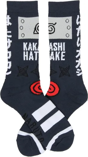 Miniatura 3 de Bioworld Naruto Shippuden Kakashi Hatake Hidden Leaf Village Logo Athletic Crew Socks, Naranja
