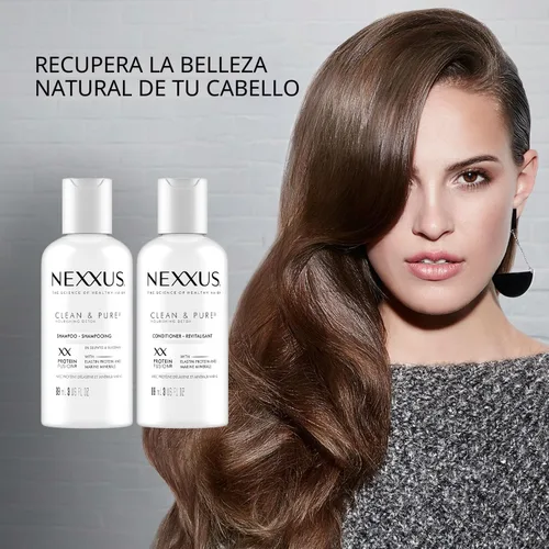 Miniatura 4 de Nexxus Champú y Acondicionador de Viaje, Limpio y Puro – Productos para el Cabello con Proteína de Elastina y Minerales Marinos, Sin Sulfatos, 3 Oz