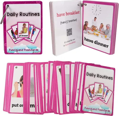 Miniatura 7 de 45 unids/set de rutinas diarias regalos para niños tarjetas flash inglés tarjeta de bolsillo educativo aprendizaje bebé juguetes para niños