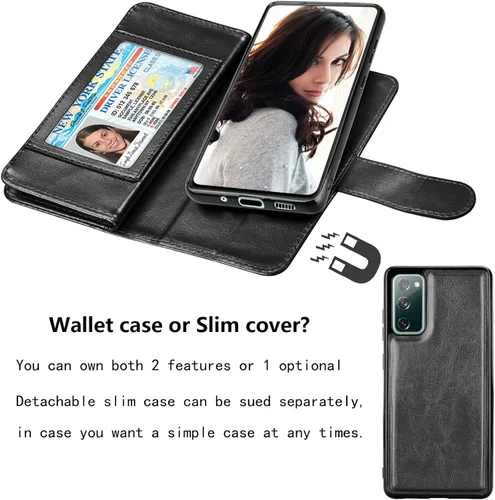 Miniatura 4 de Njjex Funda para Galaxy S20 FE 5G, para Samsung S20 Fan Edition/S20 FE 5G, [9 ranuras para tarjetas] Funda de piel sintética para crédito