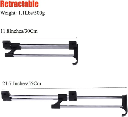 Miniatura 2 de ZJchao, sujetador de prendas para armario, con varilla para extracción, retráctil, resistente, ideal para organizar ropa en el armario, cromado