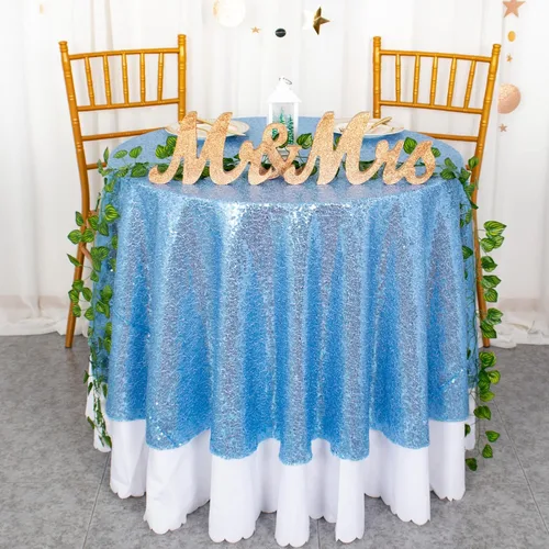 Miniatura 61 de ShiDianYi Mantel de lentejuelas color azul bebé, de 50 x 72 pulgadas, mantel rectangular de lentejuelas para decoración de boda - 200111E