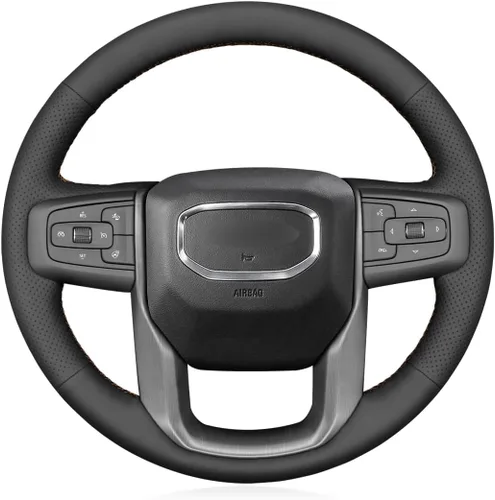 Miniatura 19 de MEWANT Funda para Volante para GMC Sierra 1500 / Sierra 1500 Limited/Sierra 2500 / Sierra 3500/ Yukon (XL) Envoltura de Volante Cosida a Mano