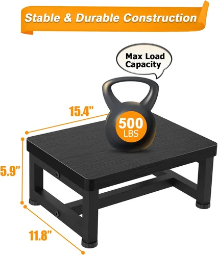 Miniatura 3 de Taburetes para adultos y niños con pies de goma antideslizantes, taburete ancho de alta resistencia con capacidad de 500 LBS para dormitorio