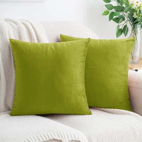 Miniatura 28 de HWY 50 Juego de 2 fundas de almohada de terciopelo verde azulado de 16 x 16 pulgadas, suaves, acogedoras, lisas, decorativas, de lujo, para sofá