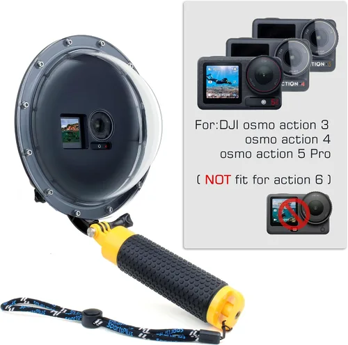 Miniatura 7 de GEPULY Puerto domo de 6 pulgadas para cámara DJI OSMO Action 3 4 5 Pro, carcasa impermeable integrada y agarre de mano flotante, brazo de extensión