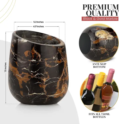 Miniatura 4 de Gusto Nostro Cubo enfriador de vino de mármol, enfriador de botellas de vino de 25.4 fl oz y enfriador de champán para fiesta, cocina, decoración