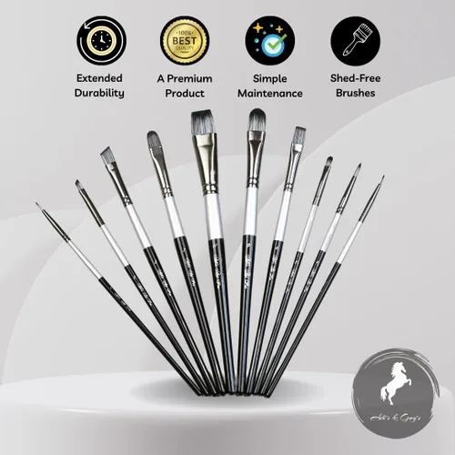 Miniatura 6 de ADIS&Guys - Juego de 10 pinceles profesionales para pintura facial y corporal, ideal para acrílico, óleo y acuarelas, perfecto para artistas y niños