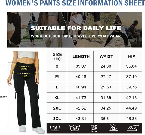 Miniatura 6 de Leggings acampanados de yoga para mujer, cintura alta, pantalones casuales de yoga, leggings de entrenamiento, con 6 bolsillos, pantalones de yoga