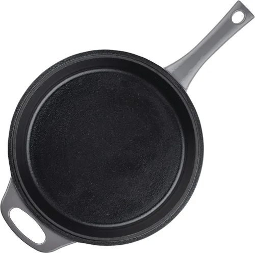Miniatura 13 de Rachael Ray Horno holandés 3 en 1 de hierro fundido esmaltado con sartén/salteado, 4 cuartos de galón, gris
