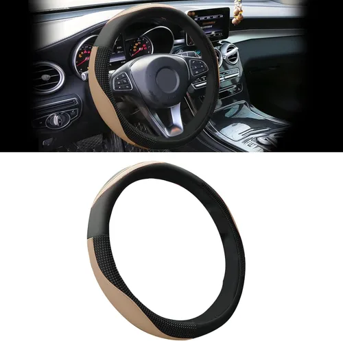 Miniatura 10 de Funda para volante de automóvil con círculo interior, protector de cuero mejorado de 15 pulgadas para hombres y mujeres, accesorios interiores
