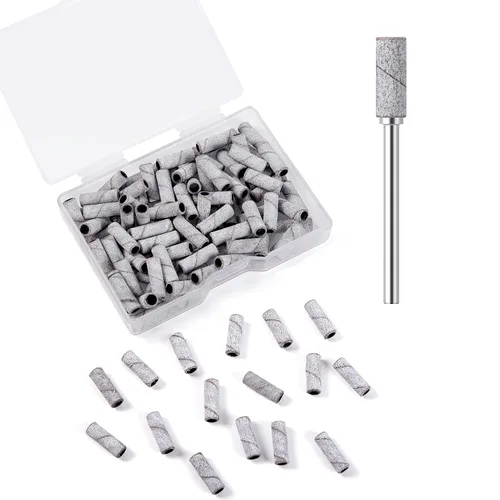 Miniatura 12 de 100 piezas de bandas pequeñas de lijado de uñas para taladro de uñas, bits mini de 3.1mm de mandril de lijado de uñas de grano 80 para uñas