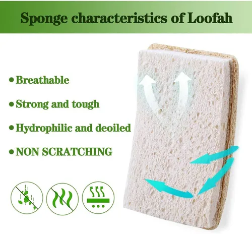 Miniatura 4 de Esponjas para platos de lufa para cocina, esponjas naturales orgánicas para platos, ecológicas no rayadas, biodegradables para limpieza, 6