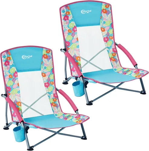 Miniatura 12 de PORTAL Sillas de Playa para Adultos, Camping, Bajas, Ligeras, Portátiles con Soporte para Tazas, Respaldo de Malla, Bolsa de Transporte para Arena