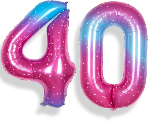 Miniatura 10 de Globo de número 0 de 40 pulgadas para niño o niña grande estrellado 0-9, globo de Mylar grande del número 0, globos de feliz cumpleaños 0
