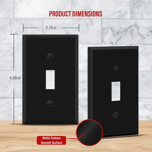 Miniatura 124 de ENERLITES Placa de Pared Metálica para Interruptor de Luz de Palanca, Acero Inoxidable 201, Resistente a la Corrosión, Tamaño Estándar 1-Gang 4.50