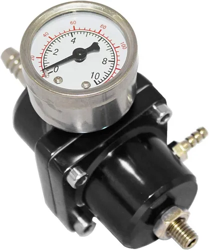Miniatura 3 de Kit de regulador de presión de combustible ajustable universal con medidor de 0-140 PSI Regulador de presión de inyección de aceite de gas de Negro