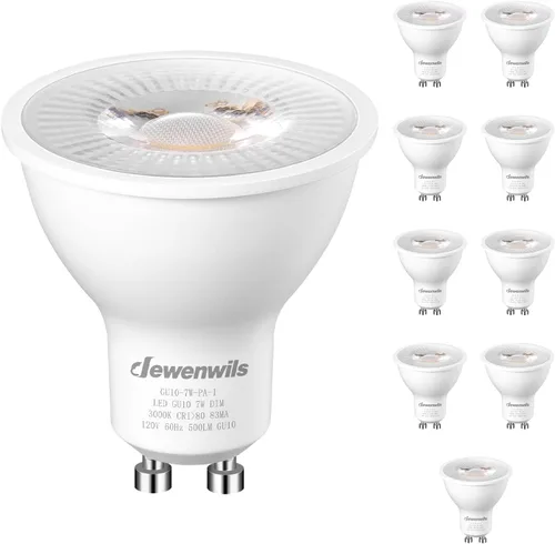 Miniatura 10 de DEWENWILS Paquete de 6 bombillas LED GU10 regulables, 3000 K blanco cálido GU10 de repuesto para iluminación de pista, 500 LM, 7 W