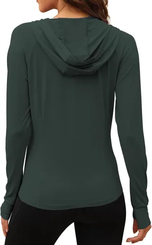 Miniatura 3 de We1Fit Chaqueta de protección solar UPF 50+ para mujer, sudadera con capucha para senderismo, correr, atlética
