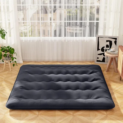 Miniatura 18 de Giantex Colchón japonés de suelo, colchón futón de 4 pulgadas con funda lavable y bolsa de almacenamiento, colchón plegable enrollable para tatami