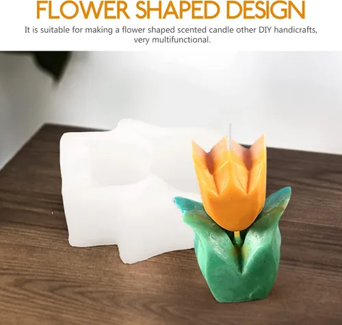 Miniatura 3 de EXCEART Molde de silicona de flores para hacer velas y jabón, seguro, ligero, fácil de usar, molde en forma de flor para velas perfumadas