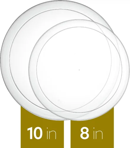 Miniatura 6 de PLASTICPRO - Platos de plástico transparente para fiesta, platos desechables elegantes y pesados de alta calidad (20, transparente)