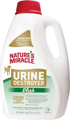 Nature's Miracle Destructor de orina Plus para perros, fórmula enzimática para manchas severas de orina de perros, 1 galón