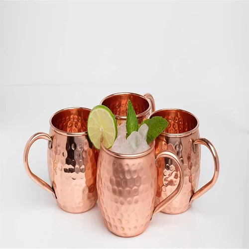 Miniatura 5 de Moscow Mule - Juego de 2 tazas de cobre martilladas de 16 onzas con forro de acero inoxidable 304 grandes hechas a mano para beber, aptas