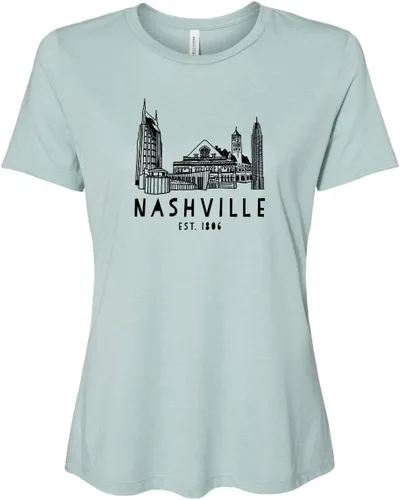 Miniatura 7 de Cute Women's Screen Printed Crew Neck Tee, Shirts With Sayings, Dusty Blue or Olive