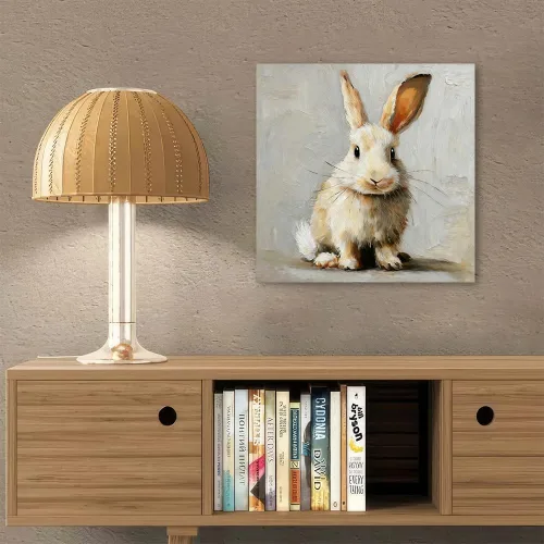 Miniatura 6 de Lienzo enmarcado vintage para pared, diseño de conejo, conejo, póster para decoración del hogar y Pascua, 13.5 x 13.5 pulgadas Granero rústico