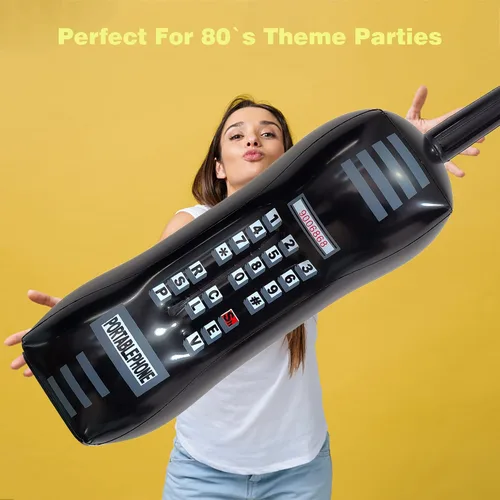 Miniatura 6 de 2 paquetes inflables de radio Boombox y teléfono móvil para fiesta de fotos, recuerdos de fiesta de cumpleaños de los años 80 y 90, música retro