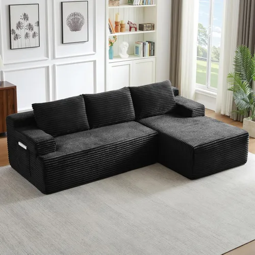 Miniatura 26 de 141" Oversized U Shaped Cloud Sectional Couches with Storage Console for Living Room, Corduroy Compressed Boneless Couch, Symmetrical Sofa & Couch