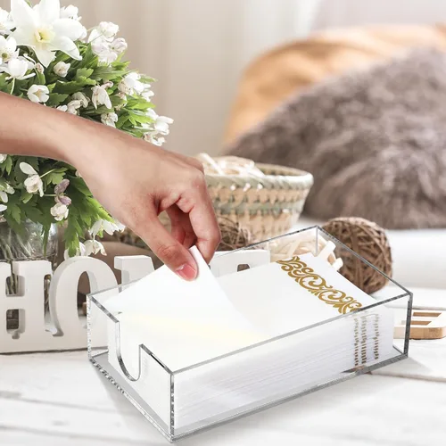 Miniatura 4 de Layhit Paquete de 4 soportes para toallas de papel acrílico, dispensador de servilletas de baño, servilletas de baño, soporte desechable