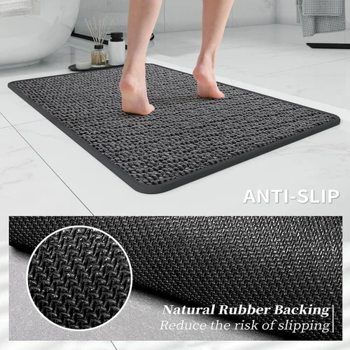 Miniatura 5 de RUERYA Alfombras de baño antideslizantes y lavables, tapetes de baño de goma para baño, secado rápido, súper absorbentes, ultrafinos, pequeños Gris