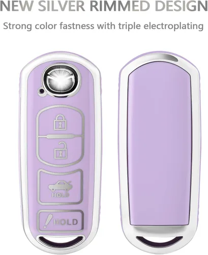 Miniatura 4 de OFFCURVE Funda de llavero para Mazda - Protector completo de TPU suave, apto para Mazda 2-9, CX3-CX9, Atenza, Axela, MX5, morado