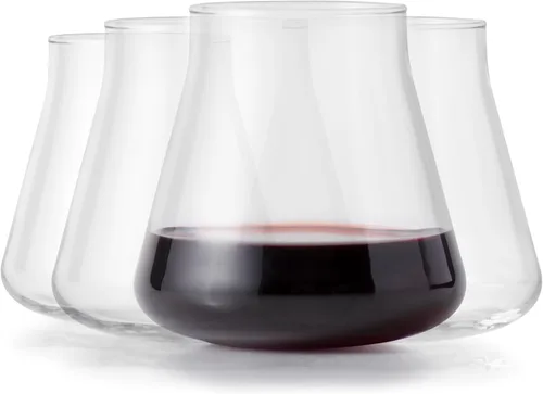 Miniatura 12 de Libbey Juego de 12 Copas de Vino sin Tallo, Aptas para Lavavajillas, Perfectas para Cócteles, Agua y Vajilla para Exteriores Rojo y blanco 12
