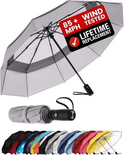 Miniatura 92 de REPEL Windproof Travel Umbrella - Compact & Withstands Winds up to 85MPH , Strongest Premium Auto Folding Umbrella for Rain and Sun - Durable, Light
