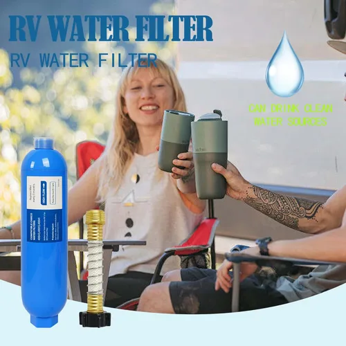 Miniatura 6 de Paquete de 2 filtros de agua para caravana con 2 protectores de manguera flexible, reduce mal sabor, olores, óxido, cloro, fluoruro y sedimentos