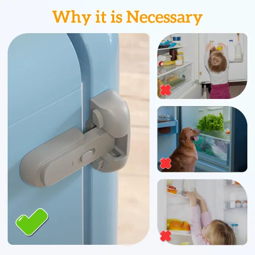 Miniatura 2 de SAFELON Cerradura de seguridad para nevera, 2 unidades, para nevera, congelador, a prueba de niños, protege los refrigeradores con tiras de sellado