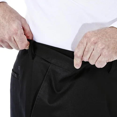 Miniatura 4 de Haggar - Pantalón con parte delantera plana de cintura ampliable de ajuste clásico caqui sin plancha de alta calidad para hombre, tallas regular