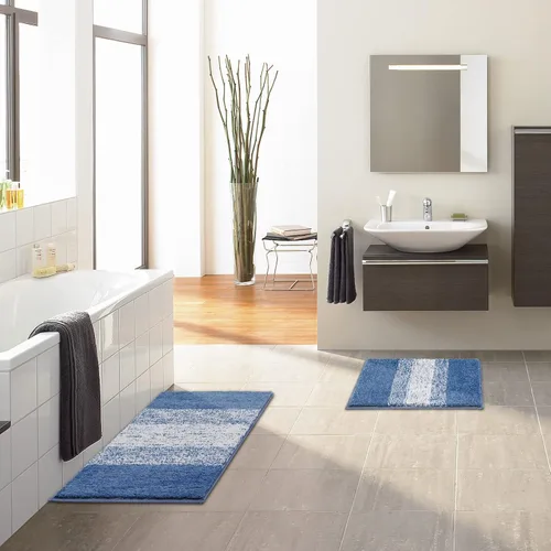 Miniatura 8 de Vaukki Juego de 2 alfombras de baño suaves de lujo, antideslizantes, lavables, de felpa, peludas, absorbentes, a rayas, para bañera, baño y ducha