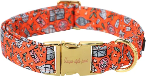 Miniatura 13 de Unique style paws - Collar para perro con hebilla de metal, naranja, duradero, lindo collar para perros pequeños, medianos y grandes