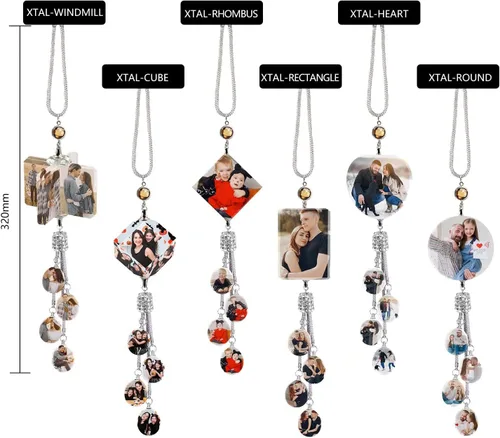 Miniatura 6 de Decoración de espejo retrovisor con foto personalizada: adornos de diamantes para mujer, accesorios lindos para automóviles