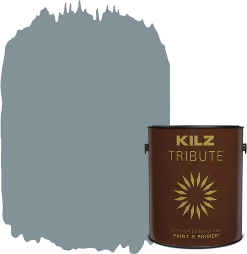 Miniatura 23 de KILZ TRIBUTE Pintura e imprimación, para interiores, semibrillante, Vintage Indigo, 1 galón Índigo Victoria