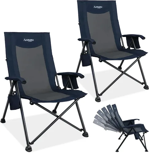 Miniatura 11 de Silla de camping reclinable para adultos, resistente, sillas reclinables plegables con respaldo alto ajustable de 6 posiciones, sillas de patio